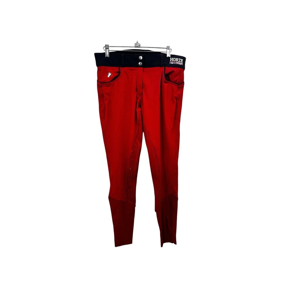 Horze Nordic Womens Performance Silicone Full Seat Breeches Size 30 Red Navy